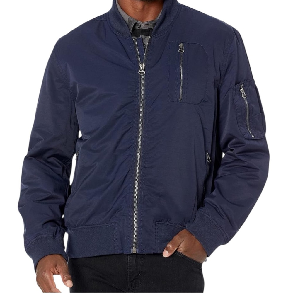 BLANKNYC Navy Lightweight Zip Front Bomber Jacket Size S EUC